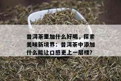 普洱茶里加什么好喝，探索美味新境界：普洱茶中添加什么能让口感更上一层楼？