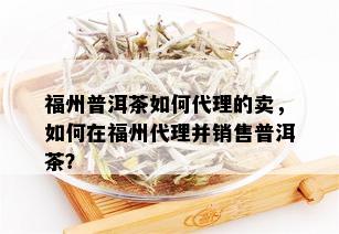 福州普洱茶如何代理的卖，如何在福州代理并销售普洱茶？