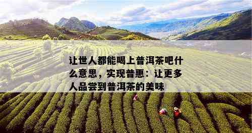 让世人都能喝上普洱茶吧什么意思，实现普惠：让更多人品尝到普洱茶的美味