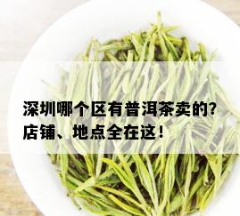 深圳哪个区有普洱茶卖的？店铺、地点全在这！