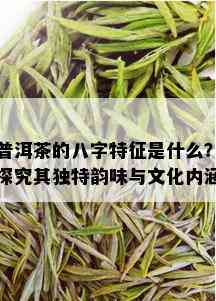 普洱茶的八字特征是什么？探究其独特韵味与文化内涵