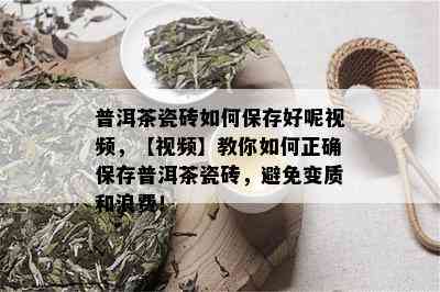 普洱茶瓷砖如何保存好呢视频，【视频】教你如何正确保存普洱茶瓷砖，避免变质和浪费！