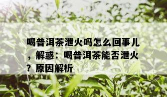 喝普洱茶泄火吗怎么回事儿，解惑：喝普洱茶能否泄火？原因解析