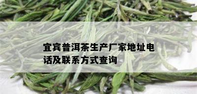 宜宾普洱茶生产厂家地址电话及联系方式查询