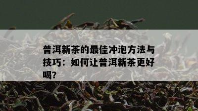 普洱新茶的更佳冲泡方法与技巧：如何让普洱新茶更好喝？