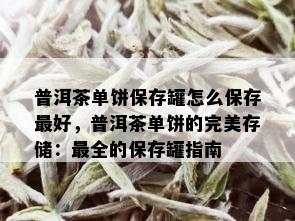 普洱茶单饼保存罐怎么保存更好，普洱茶单饼的完美存储：最全的保存罐指南