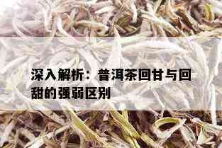 深入解析：普洱茶回甘与回甜的强弱区别