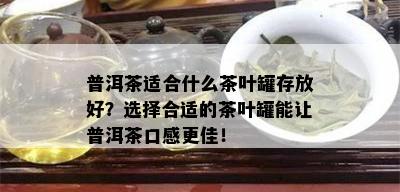 普洱茶适合什么茶叶罐存放好？选择合适的茶叶罐能让普洱茶口感更佳！