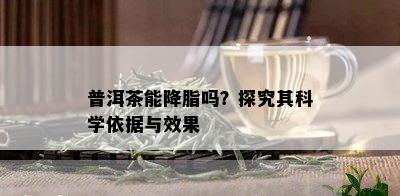 普洱茶能降脂吗？探究其科学依据与效果