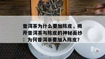 普洱茶为什么要加陈皮，揭开普洱茶与陈皮的神秘面纱：为何普洱茶要加入陈皮？