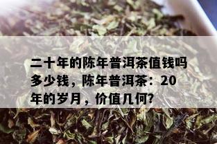 二十年的陈年普洱茶值钱吗多少钱，陈年普洱茶：20年的岁月，价值几何？