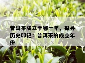 普洱茶成立于哪一年，探寻历史印记：普洱茶的成立年份