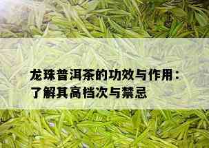 龙珠普洱茶的功效与作用：了解其高档次与禁忌