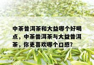 中茶普洱茶和大益哪个好喝点，中茶普洱茶与大益普洱茶，你更喜欢哪个口感？