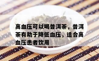 高血压可以喝普洱茶，普洱茶有助于降低血压，适合高血压患者饮用