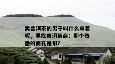 卖普洱茶的男子叫什么来着呢，寻找普洱茶商：那个熟悉的面孔是谁？