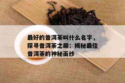 更好的普洱茶叫什么名字，探寻普洱茶之巅：揭秘更佳普洱茶的神秘面纱