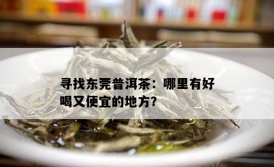 寻找东莞普洱茶：哪里有好喝又便宜的地方？