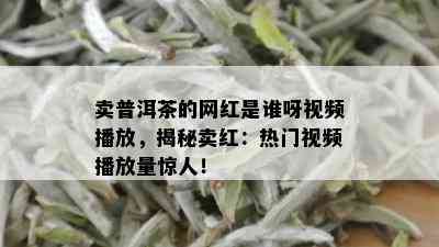 卖普洱茶的网红是谁呀视频播放，揭秘卖红：热门视频播放量惊人！