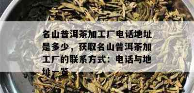 名山普洱茶加工厂电话地址是多少，获取名山普洱茶加工厂的联系方式：电话与地址一览