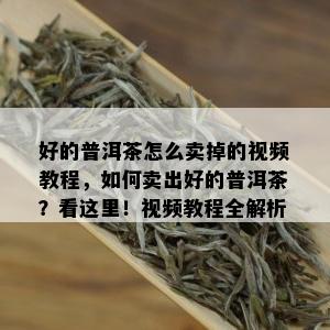 好的普洱茶怎么卖掉的视频教程，如何卖出好的普洱茶？看这里！视频教程全解析