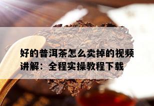 好的普洱茶怎么卖掉的视频讲解：全程实操教程下载