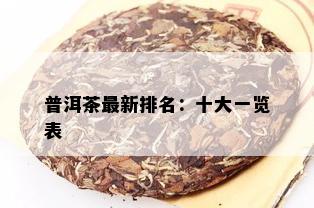 普洱茶最新排名：十大一览表