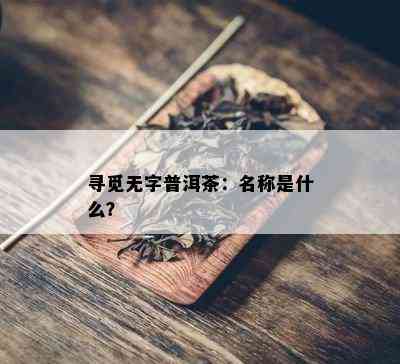 寻觅无字普洱茶：名称是什么？