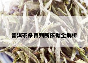 普洱茶杀青判断依据全解析