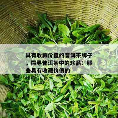 具有收藏价值的普洱茶牌子，探寻普洱茶中的珍品：那些具有收藏价值的