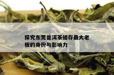 探究东莞普洱茶储存更大老板的身份与影响力