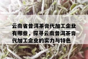 云南省普洱茶膏代加工企业有哪些，探寻云南普洱茶膏代加工企业的实力与特色