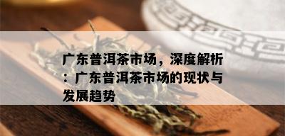 广东普洱茶市场，深度解析：广东普洱茶市场的现状与发展趋势