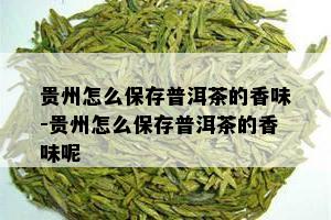 贵州怎么保存普洱茶的香味-贵州怎么保存普洱茶的香味呢