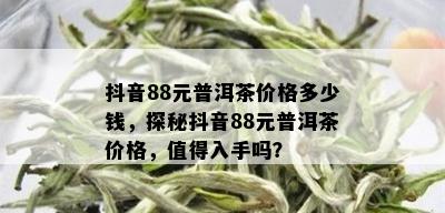 抖音88元普洱茶价格多少钱，探秘抖音88元普洱茶价格，值得入手吗？