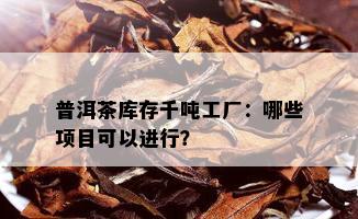 普洱茶库存千吨工厂：哪些项目可以进行？