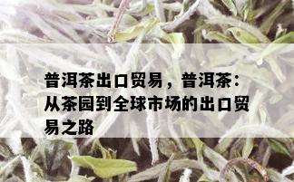 普洱茶出口贸易，普洱茶：从茶园到全球市场的出口贸易之路