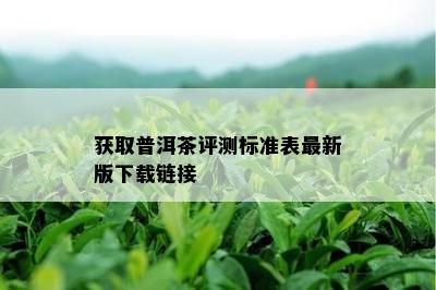 获取普洱茶评测标准表最新版下载链接