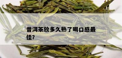 普洱茶放多久熟了喝口感更佳？