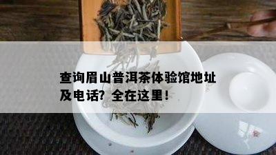 查询眉山普洱茶体验馆地址及电话？全在这里！