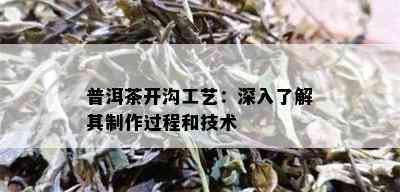 普洱茶开沟工艺：深入了解其制作过程和技术