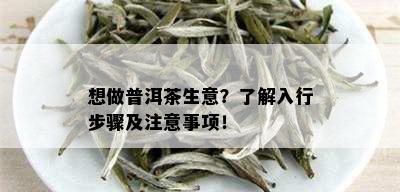 想做普洱茶生意？了解入行步骤及注意事项！