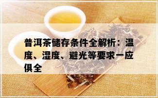 普洱茶储存条件全解析：温度、湿度、避光等要求一应俱全