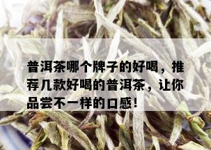 普洱茶哪个牌子的好喝，推荐几款好喝的普洱茶，让你品尝不一样的口感！