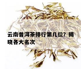 云南普洱茶排行第几位？揭晓各大名次