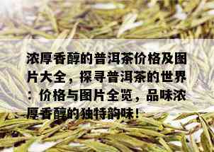 浓厚香醇的普洱茶价格及图片大全，探寻普洱茶的世界：价格与图片全览，品味浓厚香醇的独特韵味！