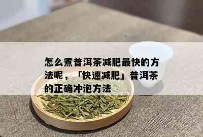 怎么煮普洱茶减肥最快的方法呢，「快速减肥」普洱茶的正确冲泡方法