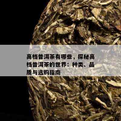 高档普洱茶有哪些，探秘高档普洱茶的世界：种类、品质与选购指南