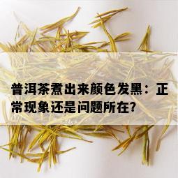 普洱茶煮出来颜色发黑：正常现象还是问题所在？