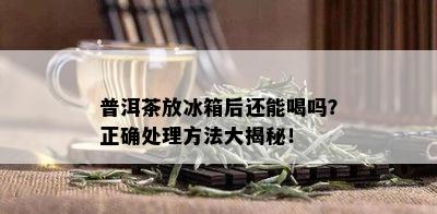 普洱茶放冰箱后还能喝吗？正确处理方法大揭秘！